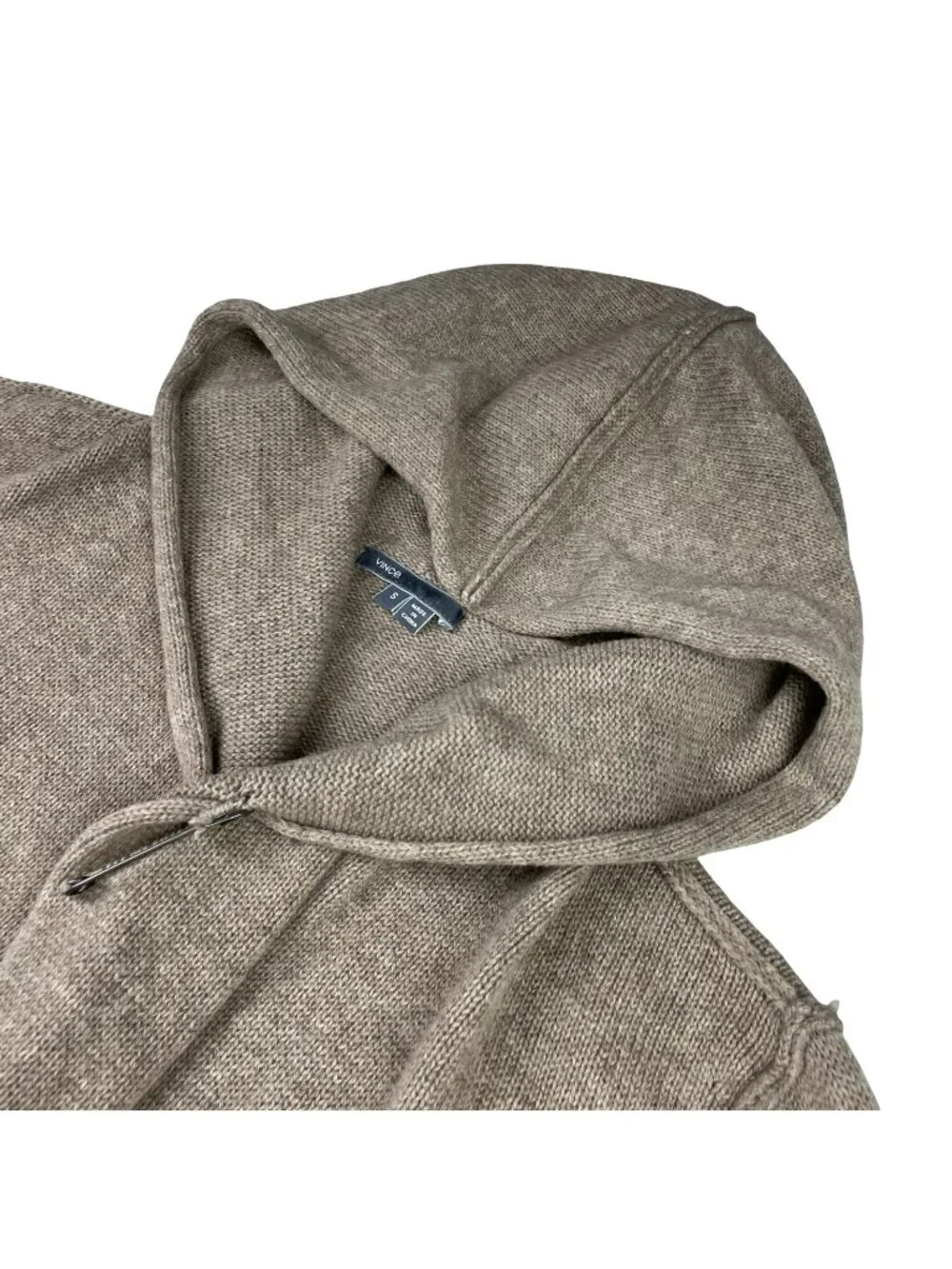 Vince Women's Yak/Wool Hooded Open Duster Cardigan Sweater Beige • Small